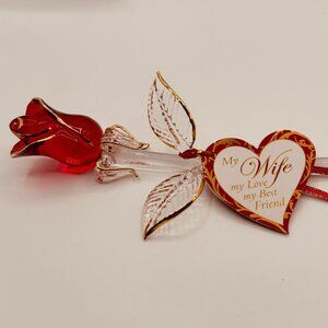 My Wife Red Rose Glass Figurine Romantic Gift Love Sentimental Decor